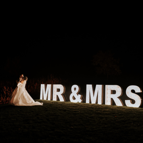 Lichtletters WIT - set MR & MRS