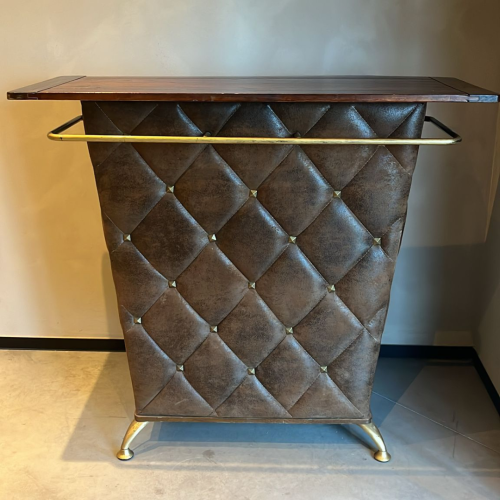 Ontvangstbalie/spreekgestoelte bruin hout met leder